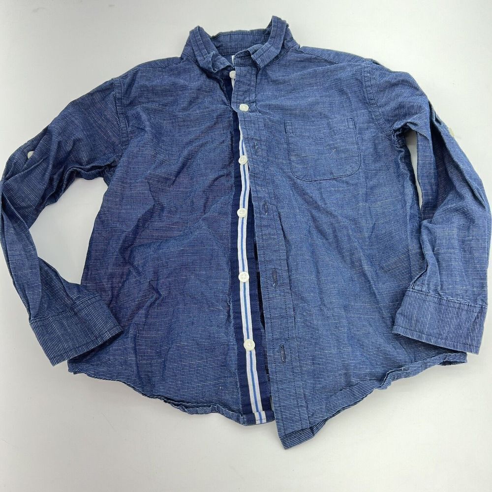 Janie And Jack Blue Long Sleeve Boys Shirt Size 5